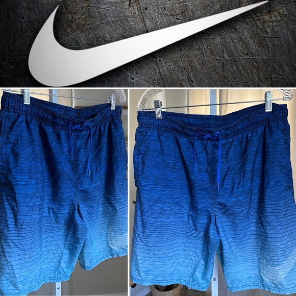 Nike Boardshorts Men’s Large Blue Geometric Drawstring Beach Performance - Picture 1 of 9